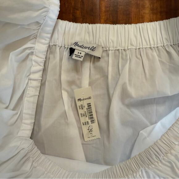 NWT Madewell Puff-Sleeve Babydoll Top Eyelet White Size 14 - Picture 6 of 9